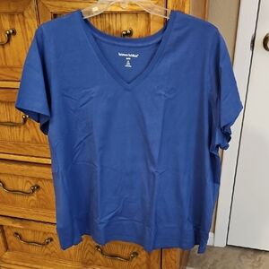 Woman Within Blue V-Neck T-Shirt